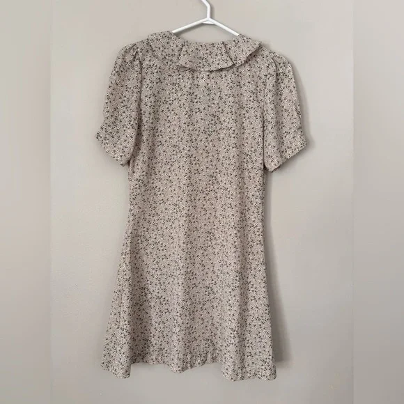 Floral Mini Dress Puff Sleeve Button Front Summer - Picture 7 of 9